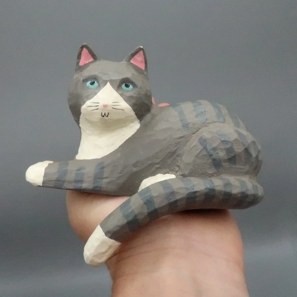 Vintage‎ 1989 Hallmark Christine Foederer Resin Gray Striped Cat Shelf Sitter